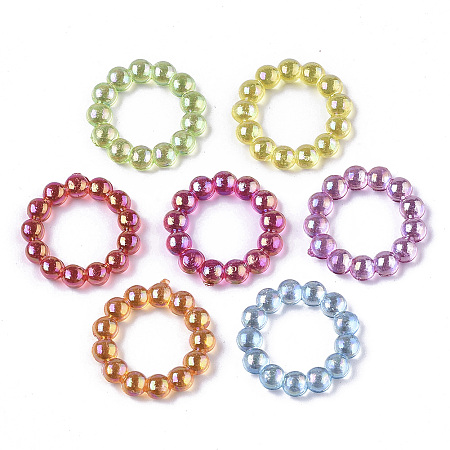 Honeyhandy Transparent AS Plastic Linking Rings, AB Color Plated, Pearlized, Round Ring, Mixed Color, 14.5x2.5mm, Inner Diameter: 8.5mm, about 2700pcs/500g