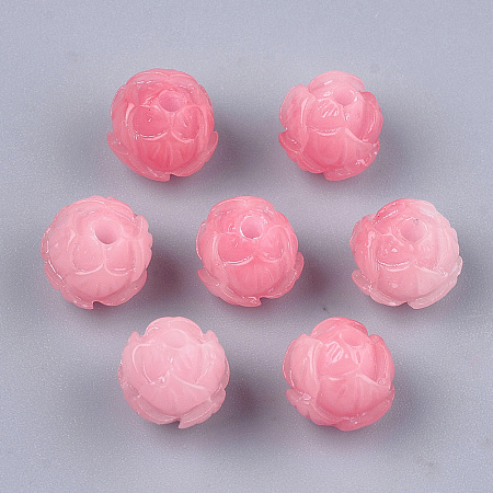 ARRICRAFT Synthetic Coral Carve Beads, Dyed, Flower, Light Coral, 8~8.5x7~7.5mm, Hole: 1.5mm