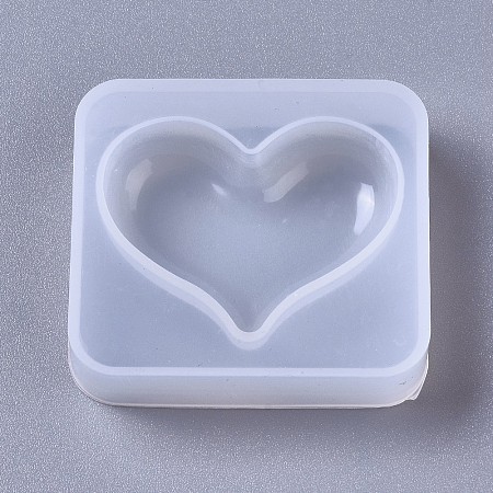 Honeyhandy Silicone Molds, Resin Casting Molds, For UV Resin, Epoxy Resin Jewelry Making, Heart, White, 42x47x12mm