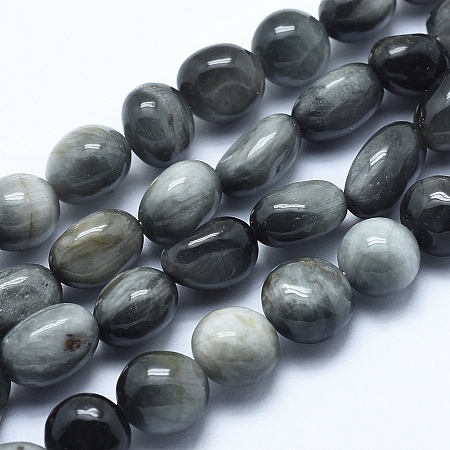 Honeyhandy Natural Hawk's Eye Beads Strands, Eagle Eye Stone, Nuggets, 6~8mm, Hole: 0.8mm, about 45~47pcs/strand, 15.7 inch(40cm)