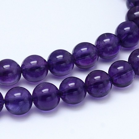 Honeyhandy Natural Amethyst Round Bead Strands, Grade AA+, DarkSlate Blue, 6mm, Hole: 1mm, about 64pcs/strand, 15.5 inch