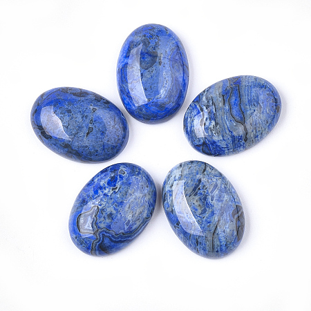ARRICRAFT Natural Ripple Jasper Cabochons, Dyed & Heated, Oval, Blue, 25x17.5~18x7mm