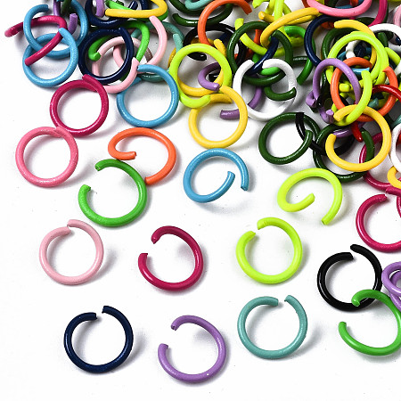 Honeyhandy Spray Painted Iron Open Jump Rings, Mixed Color, 10.5x1mm, Inner Diameter: 8mm, about 192pcs/ 50g