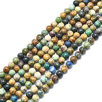 Natural Chrysocolla and Lapis Lazuli Beads Strands, Round, 6mm, Hole: 0.8mm, about 63pcs/strand, 15.55 inch(39.5cm)