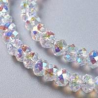 Honeyhandy Glass Imitation Austrian Crystal Beads, Faceted Rondelle, Clear AB, 6x4mm, Hole: 1.2mm