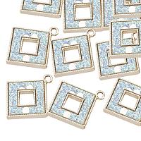 ARRICRAFT Environ 50pcs Golden Alloy Hollow Rhombus Pendants with Decoration of SkyBlue Sequins/Palettes Chips Charms and Pendants for Necklace, Earring