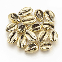 Honeyhandy Electroplated Sea Shell Beads, Undrilled/No Hole Beads, Cowrie Shells, Gold, 15~18x10~12x6~7mm
