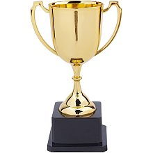 CREATCABIN Trophy Cup 7.4inch Plastic Trophies for Party Favors Props Rewards Sports Winning Prizes Competitions Award Ceremony and Appreciation Gift Square Base, Gold Color