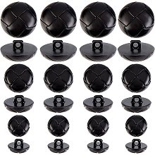 CHGCRAFT 100Pcs 3 Size 1-Hole Plastic Buttons Round Black Plastic Imitation Leather Buttons Set for Blazer Suits Sport Coat Uniform Jacket Sewing Craft 25mm 20mm 15mm