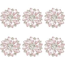 FINGERINSPIRE 6 PCS Shiny Flower Rhinestone Buttons 1 inch Brass Rhinestone Shank Buttons Pink Crystal Embellishments Sew On Buttons with 1-Hole Jewelry Decorations for Crafts Wedding Party Clothes