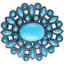 GORGECRAFT 7 * 7cm Turquoise Belt Buckles Vintage Western Cowboy Native American Stone Alloy Belt Buckles Flower-Shaped Synthetic Turquoise Belt Fastener for Women Men Christmas Valentine's Day