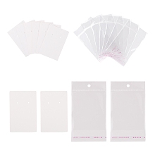 Honeyhandy 200Pcs 2 Style Cardboard Display Cards and OPP Cellophane Bags, for Necklace and Earring, White, 8x6cm, 100pcs/style