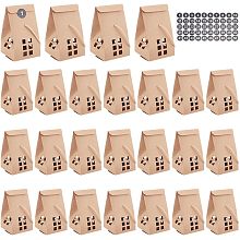 PandaHall Elite 25pcs Brown Paper Gift Box House Shape Box Sweet Treat Boxes Gift Wrapping Box Paper Box for Chocolate Candy Birthday Wedding Party Christmas Supplies, 3.1x3.1x5.3 inch