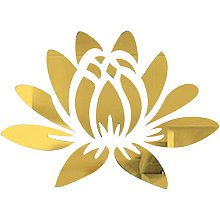 CREATCABIN 3D Acrylic Mirror Lotus Flower Wall Sticker Wall Art Decals Self Adhesive Removable Eco-Friendly for Home Bedroom Living Room Bathroom Decoration 13.7 x 9.8inch, Gold Color