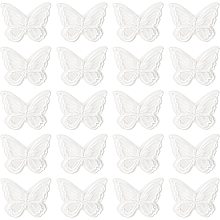 GORGECRAFT 30PCS Butterfly Lace Trim Double Layers Organza White Butterfly Lace Fabric Sewing Embroidery Applique Patches for DIY Craft Wedding Bride Hair Accessories Dress Curtain