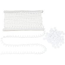 Pandahall Elite 20 Yards Buttonhole Trim Fringe Lace White Braid Trim with Elastic Button Loops 100pcs Sewing Buttons for Wedding Dress Bridal Costume, Crafts and Sewing