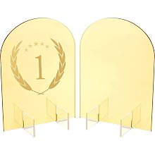 PandaHall Elite Table Number Signs, Wedding Signs Golden Acrylic Blanks Party Dinner Signs Arch Guest Book Sign for Wedding Reception Centerpiece Decoration Event Party, 5x7 Inch