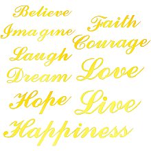 SUPERFINDINGS 37pcs 10 Style Gold Acrylic Mirror Wall Stickers with Adhesive Back Word Love Live Laugh for Home Office School Teen Dorm Room Mirror Wall Decoration