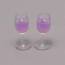 Resin Miniature Mini Dollhouse Goblet Simulation Food, for Dollhouse Props Decoration Accessories, Lilac, 29.5x14mm