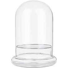 NBEADS Decorative Glass Dome Cover, 4.69×6.3 Inch Small Display Dome Cloche Bell Jar Clear Display Case for Plants Miniature Succulents Flower Fairy Lights Table Decor