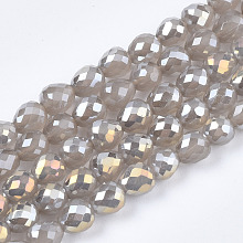 Arricraft Electroplate Glass Beads Strands, Imitation Jade Glass, AB Color Plated, Faceted, Teardrop, Light Grey, 4.5x4.5mm, Hole: 1mm, about 100~101pcs/strand, 17.87 inch~18.03 inch(45.4cm~45.8cm)