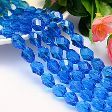 Honeyhandy Faceted Polyhedron Imitation Austrian Crystal Bead Strands, Grade AAA, Dodger Blue, 13x10mm, Hole: 0.9~1mm, about 30pcs/strand, 15.7 inch