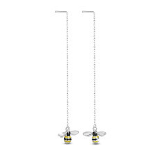 Honeyhandy SHEGRACE 925 Sterling Silver Dangle Earrings, Ear Thread, with Epoxy Resin and Cable Chains, Bees, Platinum, 92mm