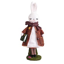 Arricraft Resin Standing Rabbit Statue Bunny Sculpture Tabletop Rabbit Figurine for Lawn Garden Table Home Decoration ( Brown ), Brown, 66x140mm