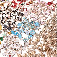 Arricraft 300 Pieces Wholesale Bulk Lots Jewelry Making Charms Pendant Mixed Shapes Alloy Enamel Charms for Jewelry Necklace Earring Making Crafts, Mixed Color, 13mm, Hole: 1.5mm