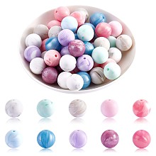 Honeyhandy 100Pcs 15mm Silicone Beads Multicolor Round Silicone Beads Kit Loose Bulk Silicone Beads for Keychain Making Necklace Bracelet Crafts, Mixed Color, 15mm, Hole: 2mm