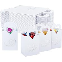 PandaHall Elite 50pcs Gift Boxes Heart Box White Kraft Paper Treat Boxes Love Heart Small Party Favor Box for Thanksgiving Christmas Wedding Party Gift Candy Baptism Small Business, 2.3x1.5x4.1inch