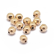 Honeyhandy Yellow Gold Filled Beads, 1/20 14K Gold Filled, Cadmium Free & Nickel Free & Lead Free, Faceted, Oval, 4x3.6mm, Hole: 0.8mm