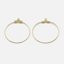 Honeyhandy Brass Pendants, Hoop Earring Findings, Ring, Real 18K Gold Plated, 18 Gauge, 25x21.5x1mm, Hole: 1mm