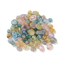 Transparent Acrylic Beads, Metal Enlaced, Mixed Shapes, Mixed Color, 7.5~22.5x7.5~21x5.5~13mm, Hole: 1.2~5.5mm, about 485pcs/500g