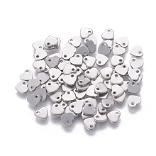 Honeyhandy 201 Stainless Steel Charms, Stamping Blank Tag, Heart, Stainless Steel Color, 5x6x1mm, Hole: 1mm