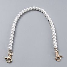 Honeyhandy Bag Chain Straps, with ABS Plastic Imitation Pearl Beads and Light Gold Zinc Alloy Swivel Clasps, for Bag Replacement Accessories, White, 41cm