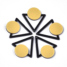 Honeyhandy Cellulose Acetate(Resin) Pendants, Triangle with Flat Round, Gold, 42.5x37x4mm, Hole: 1.5mm