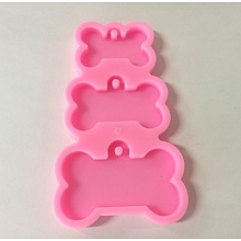 Honeyhandy Bone Shape DIY Pendant Silicone Molds, for Keychain Making, Resin Casting Molds, For UV Resin, Epoxy Resin Jewelry Making, Hot Pink, 116x67x10mm, Inner Diameter: 21x30mm, 42x27mm, 34x52mm