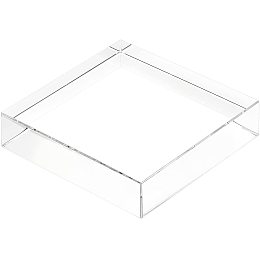 FINGERINSPIRE Clear Polished Acrylic Square Display Block, 4" x 4" x 1" Square Transparent Display Bases for Photography Props Home Collectibles Decoration