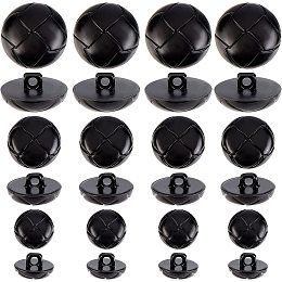 CHGCRAFT 100Pcs 3 Size 1-Hole Plastic Buttons Round Black Plastic Imitation Leather Buttons Set for Blazer Suits Sport Coat Uniform Jacket Sewing Craft 25mm 20mm 15mm