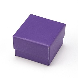 Honeyhandy Cardboard Jewelry Earring Boxes, with Black Sponge, for Jewelry Gift Packaging, Purple, 5x5x3.4cm