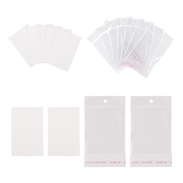 Honeyhandy 200Pcs 2 Style Cardboard Display Cards and OPP Cellophane Bags, for Necklace and Earring, White, 8x6cm, 100pcs/style