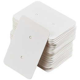 SOFPLATE 300Pcs Paper Jewelry Earring Display Cards with Hanging Hole, Rectangle, White, 35x25x0.5mm