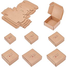 BENECREAT 24Pcs BurlyWood Paper Box Handmade Love Box Square Bakery Box with 6 Mixed Size for Candy Soap Earring Ring Small Jewelry Favor Treat Boxes