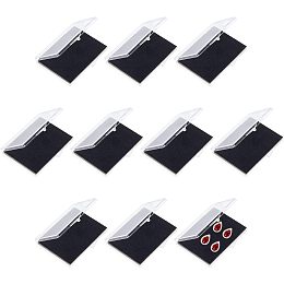 CHGCRAFT 10Pcs Rectangle Transparent Acrylic Loose Diamond Storage Boxes with Sponge for Jewelry Storage Package, Black, 3.7x3Inch