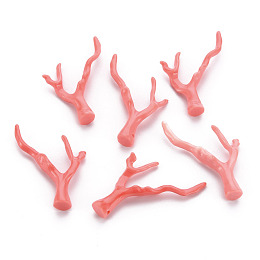 Honeyhandy Synthetic Coral Beads, Branch, Dyed, Salmon, 43.5~44.5x34x7.5mm, Hole: 1.5mm