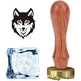 CRASPIRE Ice Stamp Wolf Ice Cube Stamp Ice Branding Stamp with Removable Brass Head & Wood Handle Vintage 1.2" Ice Stamp for Ice Cubes Cocktail Whiskey Mojito Drinks Bar Making DIY Crafting