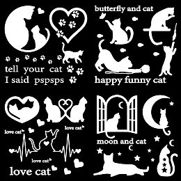 GORGECRAFT 4 Sheets Cat Heartbeat Car Decal Self Adhesive Car Stickers Moon and Cat's Paw Sticker Wall Decal Waterproof Automotive Exterior Decoration Stickers for SUV Truck Motorcycle