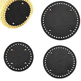 PandaHall Elite Black PU Leather Bag Bottom, 3 Sizes Flat Round Bag Insert Cushion Base 12/14/16cm(4.7/5.5/6.2") Nail Bottom Shaper for DIY Knitting Crochet Bag Tote Bucket Handbag Making Repairing Nail Bottom Shaper for DIY Knitting Crochet Bag Tote Bucket Handbag Making Repairing