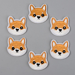 Honeyhandy Computerized Embroidery Cloth Iron on/Sew on Patches, Appliques, Costume Accessories, Dog, Goldenrod, 33x34x1.5mm